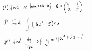 2016 G12 MATHS P1  MATRICES INTEGRATION amp DERIVATIVE [upl. by Jaenicke]