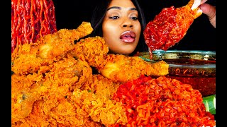 SPICY FRIED CHICKEN MUKBANG  2x SPICY NOODLES  MUKBANG  CAJUN SEAFOOD BOIL SAUCE  ASMR EATING [upl. by Irami794]