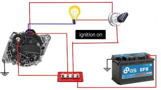 how to Connection 3 pin alternator  car alternator wiring diagram  3 pin alternator wiring diagram [upl. by Calida]