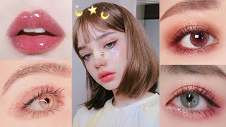 MAQUILLAJE DE LABIOS OJOS Y CEJAS COREANAS 2023  KOREAN MAKEUP [upl. by Alyssa94]