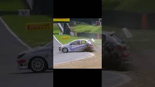 Near miss at Brands Hatch  Spin amp Crash into the brake marker board crash carcrashes motorsport [upl. by Vikky]