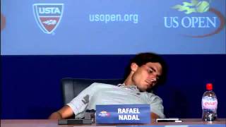 US Open 2011  Rafael Nadal a des crampes en conférence de presse [upl. by Carmencita]