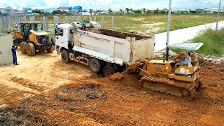 Komatsu Bulldozer Undertakes Landfill Operations to Facilitate Flat Building Development [upl. by Enilekaj336]