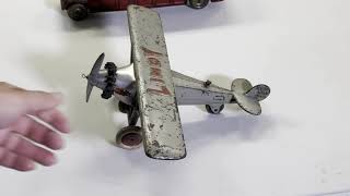 Cast Iron Hubley Lindy Plane amp Arcade Fageol Bus Cast Iron Antique Toys [upl. by Analem]