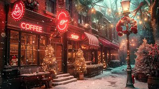 Snowy Winter Day with Jazz in a Cozy Christmas Street Ambience  Relax Sleep or Study [upl. by Tnomel]