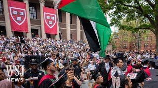 Hundreds of Graduates Walk Out of Harvard Commencement  WSJ News [upl. by Druci]