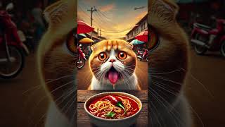 Cat eats noodles shorts viralvideo fypシ゚viral viralshorts [upl. by Nicol357]