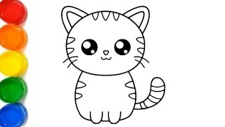 Cat easy drawing for kids and toddlers [upl. by Ehtnax]