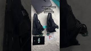 Coco Shoes amp Sneakers  Jordan 4 Retro Black Cat Replica VS Real  Unboxing video review [upl. by Fortunia170]