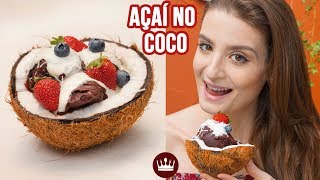 CREME DE LEITE NINHO PRA COMER COM AÇAÍ DENTRO DO COCO Cozinha do Bom Gosto  Gabi Rossi [upl. by Erdua]