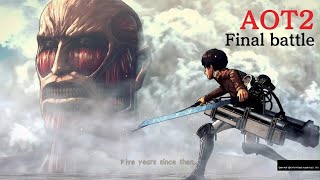 AOT2 Final battle pt2 night trainingthe colossal Titan attacks Trost district [upl. by Airec]