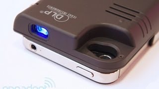 Dausen Battery Projector Case For iPhone  Hands On Review Engadget [upl. by Eignav]