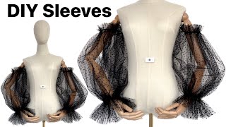 How to make detachable sleeves Puff sleeve sewing tutorial DIY tulle sleeves Fashion Anita Benko [upl. by Urania398]