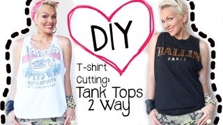 DIY How to Cut A TShirt 2 Ways into A Tank Top  Kandee Johnson [upl. by Adeys]