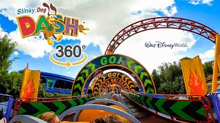 VR 360 Slinky Dog Dash Roller Coaster On Ride POV Walt Disney World 2023 10 26 [upl. by Jaquith972]