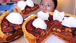 피칸파이 홀사이즈 바닐라 아이스크림 올려서🤎 피칸타르트 홀케이크 디저트 먹방 Dessert Mukbang [upl. by Lynus260]