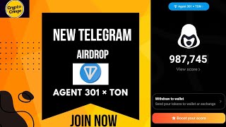 Airdrop Agent 301  New telegram airdrop crypto ton telegram airdrop airdrops agent301 [upl. by Naellij160]