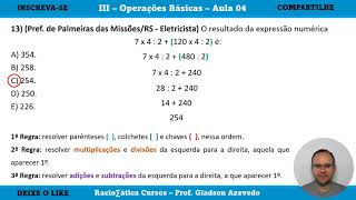 Q13  FUNDATEC  Operações Básicas Expressão Numérica [upl. by Eliak]