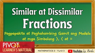 Math 3 Yunit 3 Week 3 Pagpapakita at Paghahambing ng Similar at Dissimilar Fractions [upl. by Zaraf]