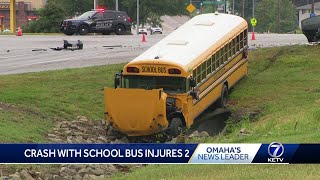 Crash involving school bus in Bellevue injures 2 people [upl. by Nolte]