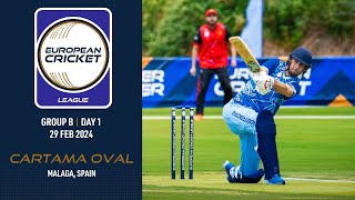 🔴 European Cricket League 2024  Group B Day 1  Cartama Oval Malaga Spain  T10 Live Cricket [upl. by Erlewine935]