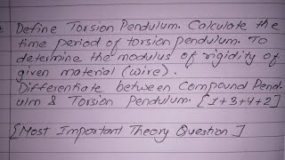 Torsion Pendulum Time Period of Torsional PendulumDetermine Modulus of Rigidity of wireBE Civil [upl. by Melamed]