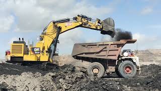 Huge Caterpillar 6020B Excavator Working in Coal Mines Loading Truck [upl. by Riplex]