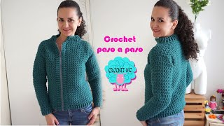 Chaqueta con cierre lateral a crochet en todas las tallas  paso a paso [upl. by Waldemar375]