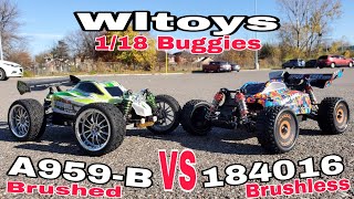 Wltoys 184016 Buggy VS Wltoys A959B Buggy Brushless VS Brushed 118 Scale [upl. by Adnotal]