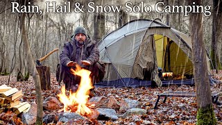 Solo Hot Tent Winter Camping in SubZero Temperatures [upl. by Myrtia]