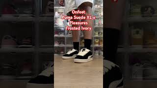 Onfeet Puma Suede XL x Pleasures Frosted Ivory shorts onfeet pumasuedexl sneakers sneakerhead [upl. by Krissie]