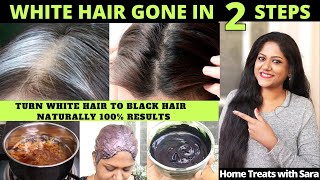 WhiteGrey hair to Black hair Naturally Jet black No Dye No Color 100 works  vlog [upl. by Nodnas362]