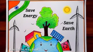 Akshay Urja Day Drawing  Sustainable Energy Drawing  Renewable Energy Day drawing  Save Energy [upl. by Oicatsana]