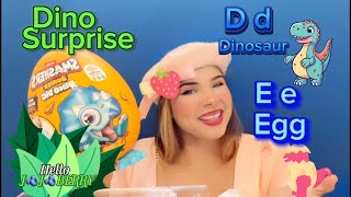 Learn about a dinosaur surprise egg   toddler learning  preschool learning  Letters D and E [upl. by Ayarahs]