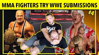 MMA FIGHTERS TRY WWE SUBMISSIONS FOR REAL 4  Legit or Fake [upl. by Karr36]