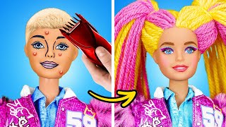 NEW AWESOME HAIRSTYLE FOR BARBIE  Rich Vs Broke Transformation Cute Tiny Crafts by 123 GO [upl. by Derina]