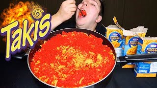 FIRE TAKIS MAC amp CHEESE • Mukbang amp Recipe [upl. by Naiditch]