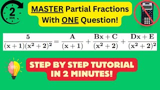 Learn Partial Fractions with ONE Question  Step by Step Solution [upl. by Viola]