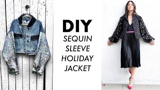 DIY How To Make a SEQUIN Sleeve Jacket for Holidays By Orly Shani [upl. by Lohse516]