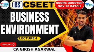 Business Environment Lec1  CSEET  Score Booster  Nov 2023 CSEET CompanySecretary [upl. by Karl709]