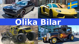 Olika Bilar  Namn amp Ljud  Fordon För Barn  Svenska [upl. by Merideth709]