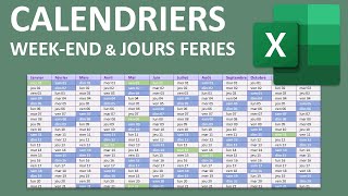 Calendrier Excel avec WeekEnd et jours fériés [upl. by Grethel751]