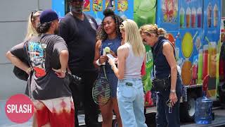 Naomi Osaka Cools Off With Fan During Maybelline Commercial Shoot In Midtown Manhattan [upl. by Henig]