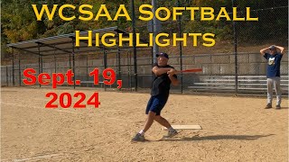 WCSAA Softball Highlights  September 19 2024 [upl. by Gorlicki]