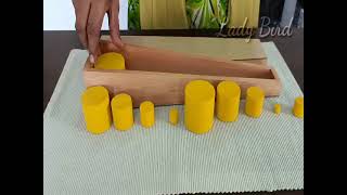 knobless cylinders box1Montessori activitySensorial areaLady bird manjeri [upl. by Ardaid]