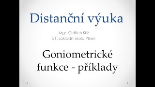 Goniometrické funkce  příklady [upl. by Acsot]