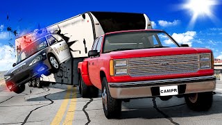 POLICE CHASE LONG TRAILER BeamNG Drive [upl. by Anitram]