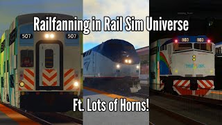 Railfanning TriLink And Amtravel in Rail Sim Universe  Roblox [upl. by Mukund100]