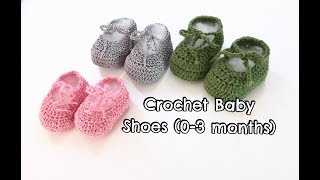 How to Crochet Baby Shoes 03 months  fine yarn [upl. by Neelik]