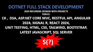 NET Full Stack Devlopment Course according to NET ROADMAP [upl. by Bunting]